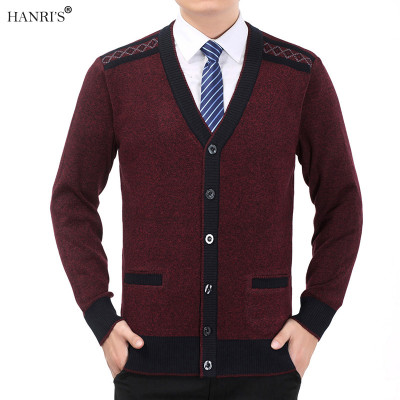 瀚瑞中老年人男装男士秋冬装毛衣爸爸装开衫外