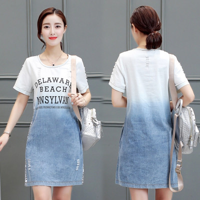 艺恒织和坊2016夏牛仔连衣裙大码薄牛仔裙短
