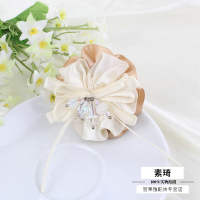 素琦韩版手工花高档胸花饰品韩版镶珠缎带胸花