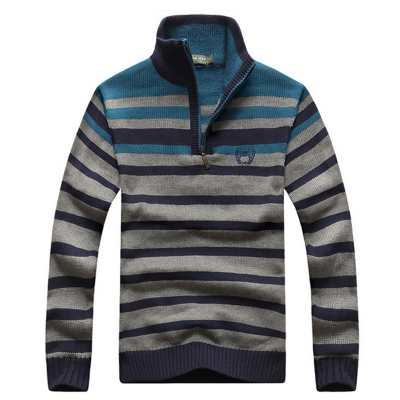 吉普盾 秋季男士半高领羊毛衫 男式纯色针织衫