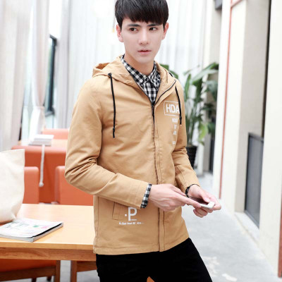 天弗兰青少年连帽休闲夹克男英文字母印花外套