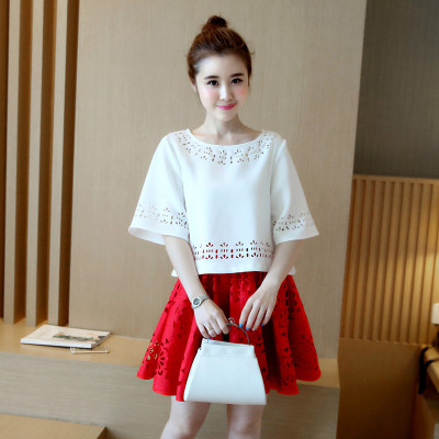 秀族 夏装2016新款韩版女装淑女两件套装裙 显