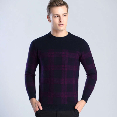皇宾2016秋冬男装圆领男式羊毛衫套头纯羊毛