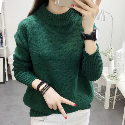 韩吉美尔2016秋冬打底衫灯笼袖针织衫半高领