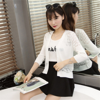 sexemara外搭开衫夏镂空针织衫女开衫 薄款毛