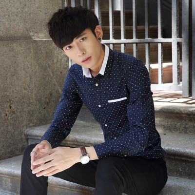 哈柏王2016港风秋装男士格子衬衫男长袖修身