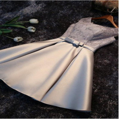 Sexemara 伴娘服短款2016新款伴娘礼服银灰色