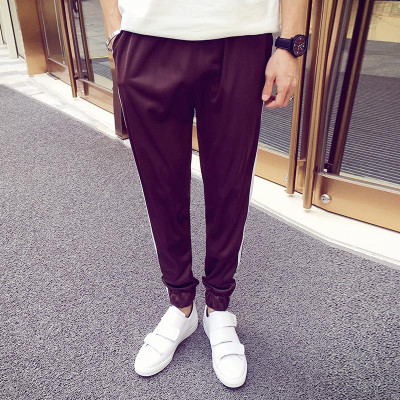 丹杰仕8色选男士收脚运动裤双杠条纹休闲裤男