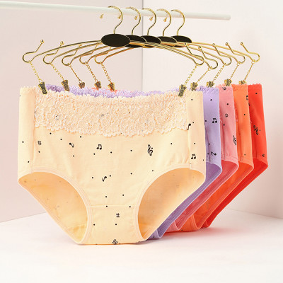 草莓社区4条装中腰棉质面料蕾丝性感提臀女士