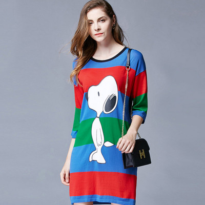 醒聿 2016秋款女装圆领彩条印花毛衣时尚针织连衣裙8030021怎么样 好不好-第1页-飞牛网官网