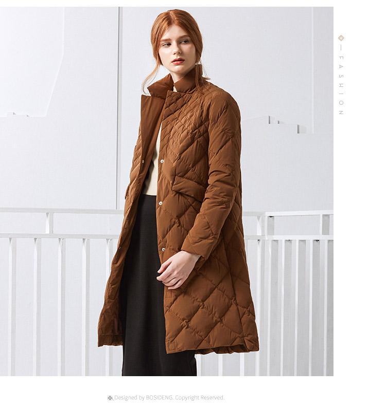 波司登白鹅绒2017加长立领秋女士长款精品轻