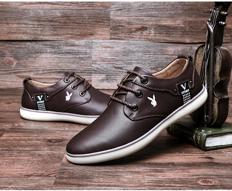 花花公子男鞋英伦皮鞋秋季新款休闲鞋耐磨真皮