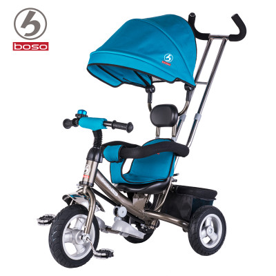 宝仕儿童三轮车脚踏车婴儿手推车免充气钛空轮