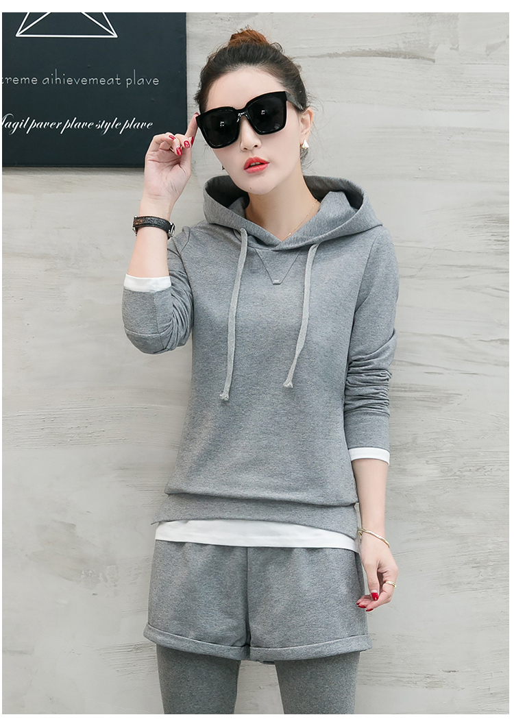 三际2017春季新款休闲运动套装宽卫衣跑步服