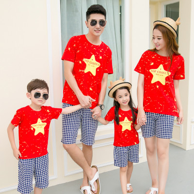 优宝优贝亲子装夏装2017新款全家装一家三口