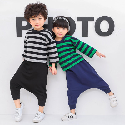 小猪彼特童装男童2017新款条纹两件套儿童衣