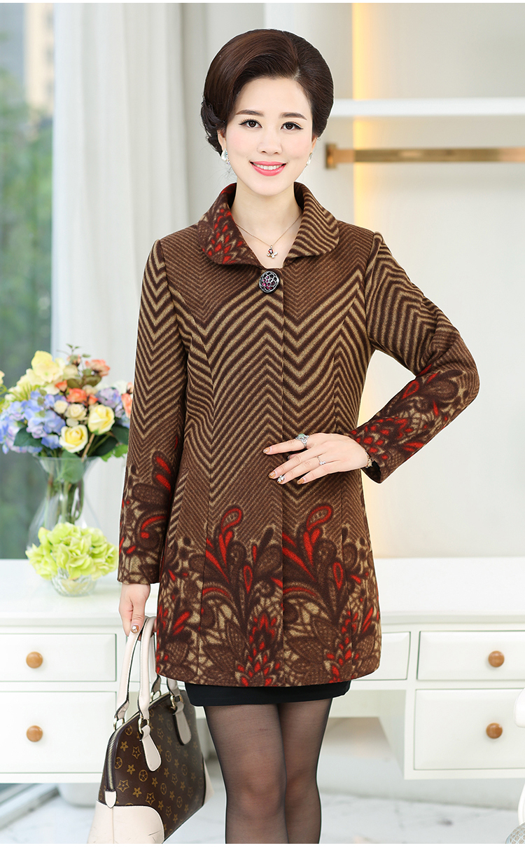 乾甲天 中年妈妈装毛呢外套新款大码冬装女中