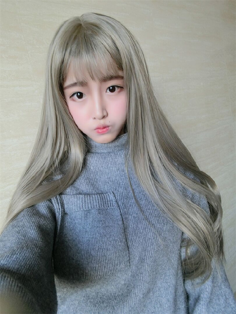 小苏妞假发 奶奶灰假发韩版女生实拍空气刘海长直发日常cos假发假发 短发 女 假发 女长发 自然黑【价格,正品,报价】-飞牛网