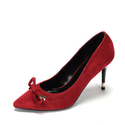 Daphne\/达芙妮潮流绒面蝴蝶结高跟鞋101710