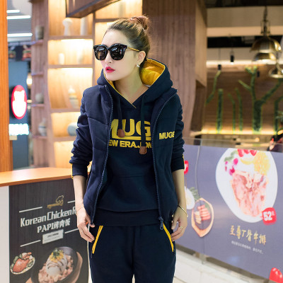 暗恋柚子派 冬季卫衣三件套加厚加绒女运动服