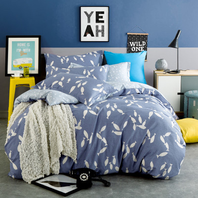 宁美国度 全棉斜纹简约时尚小清新卡通床单式