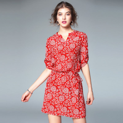 岂非D65欧洲站大牌女装2017春夏新款红色真