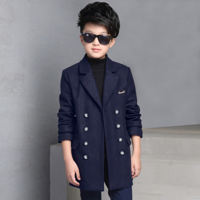 笛钰 男童呢子上衣外套风衣2016冬装新款儿童