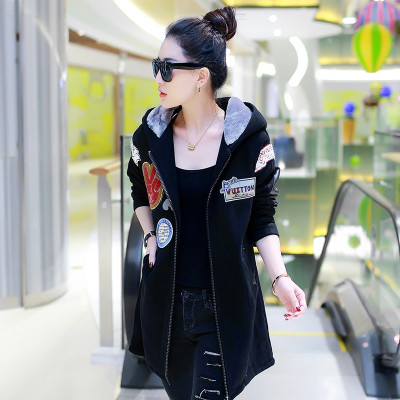 韩吉美尔2016秋冬新品韩版时尚卫衣外套中长