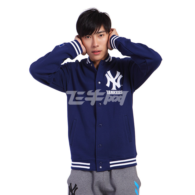 美职棒mlb洋基队ny秋冬男式刺绣logi斜插袋立领休闲运动服棒球服单
