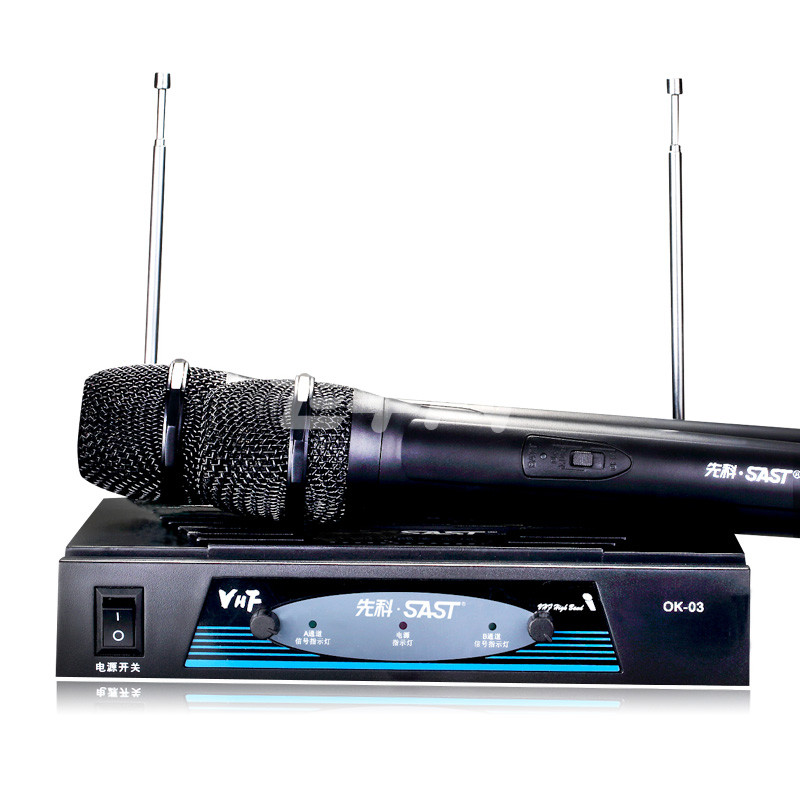 sast/先科 ok-03无线话筒 一拖二 家用ktv专用 电脑k歌无线麦克风