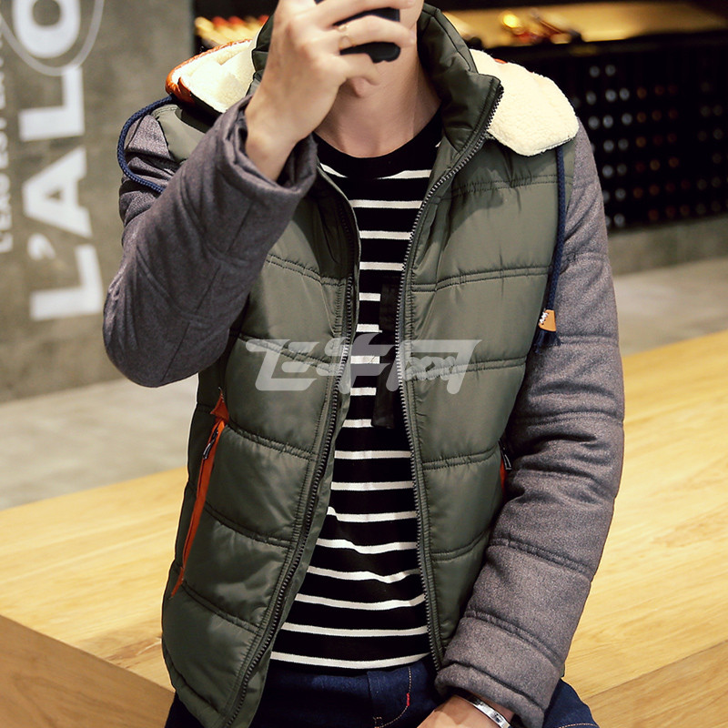漫步晨光 青年冬装新时尚羊羔毛可脱卸帽 加厚棉衣男短款棉袄男棉服大