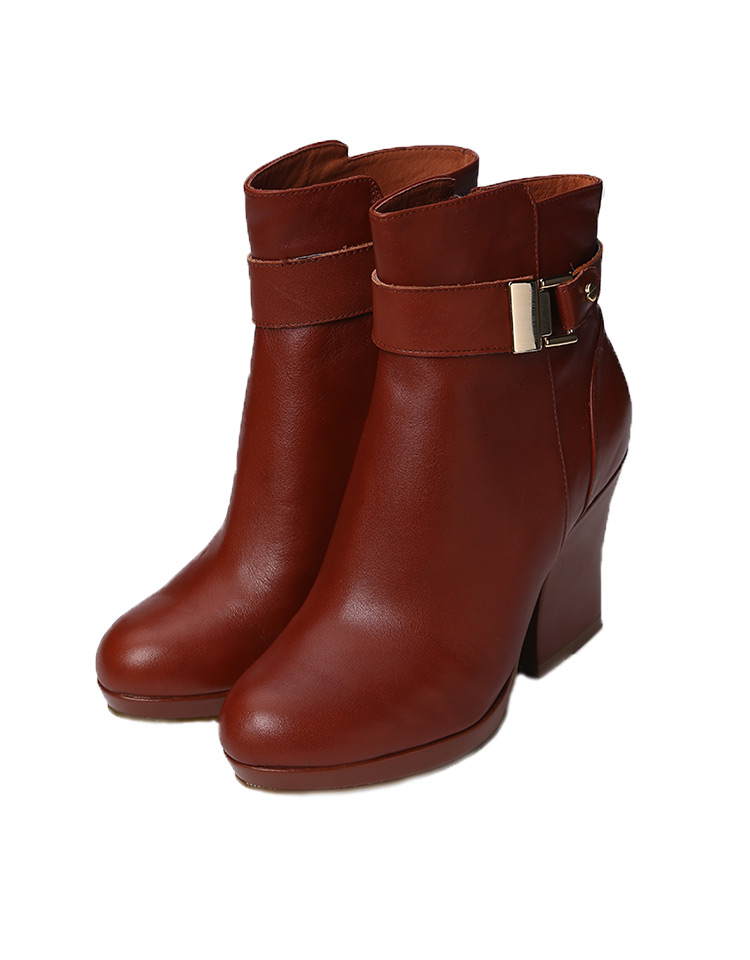 蜜娅莉miyayami 牛皮金属饰扣中跟靴700252