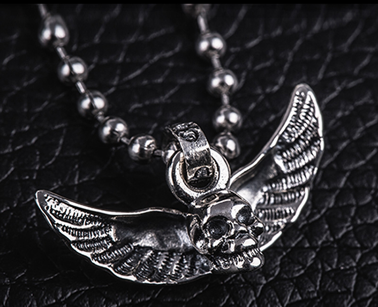 white&blacks925银潮流时尚恶魔双翼吊坠