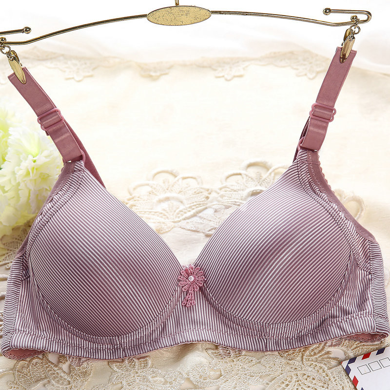 艾薇莉特条纹无钢托收副乳透气吸汗舒适光面一片式调整型内衣文胸2320