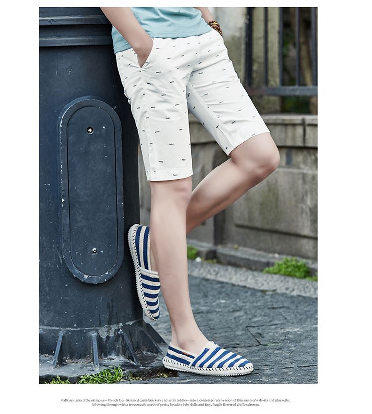 丹杰仕夏季短裤男2017新款纯色印花棉休闲五分大码中裤男pdd