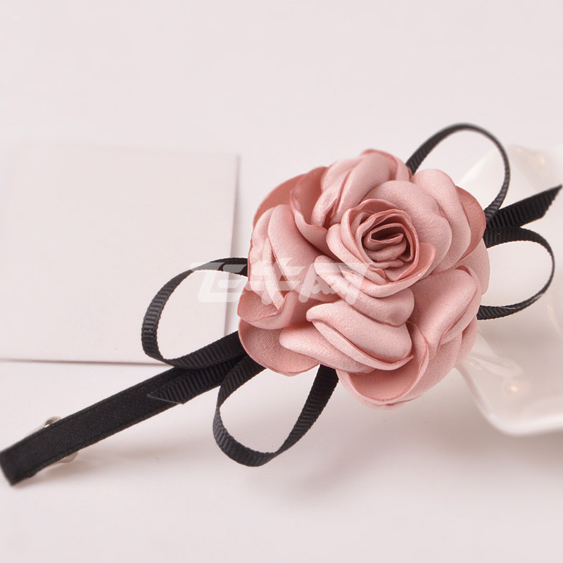 taoyee 新品玫瑰花发夹花朵边夹布艺发饰品弹簧夹顶夹头花发卡子头饰