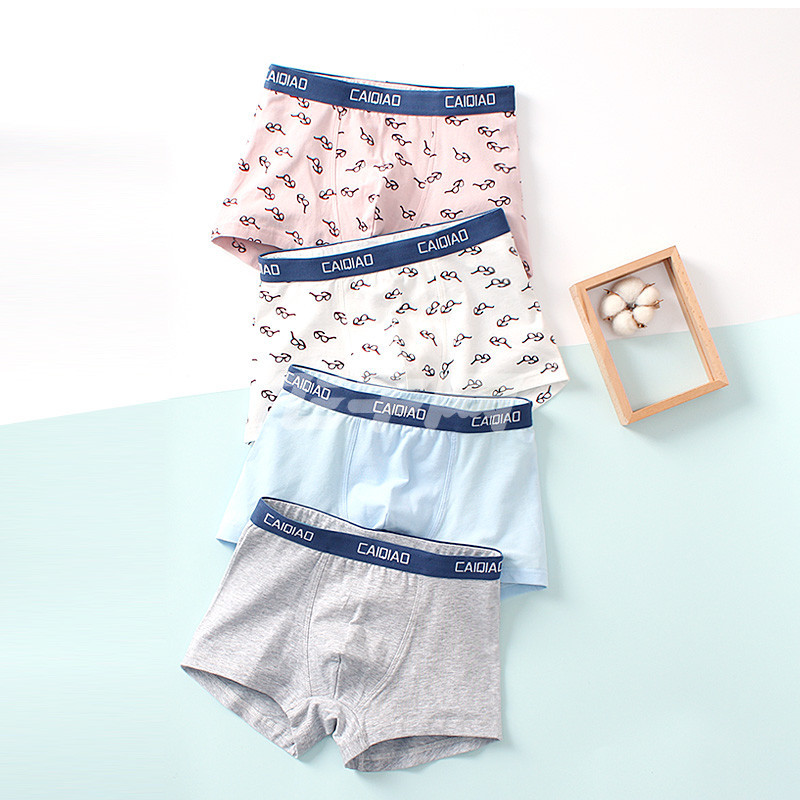 a类 彩桥儿童内裤男童内裤纯棉平角中大童宝宝内裤 4条盒装