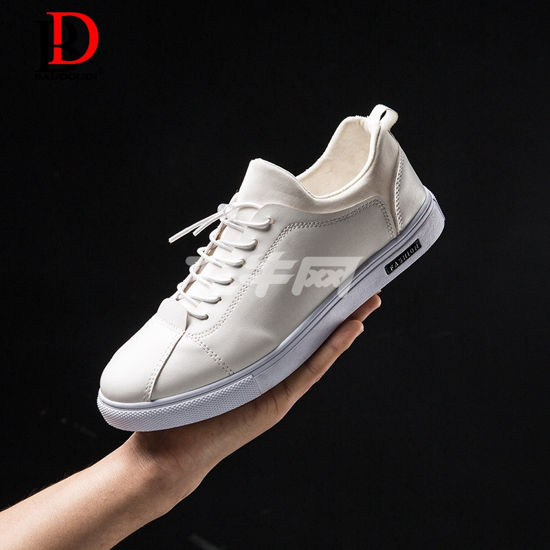 博杜安夏季新款板鞋休闲男鞋英伦透气男士低帮系带舒适百搭单鞋时尚