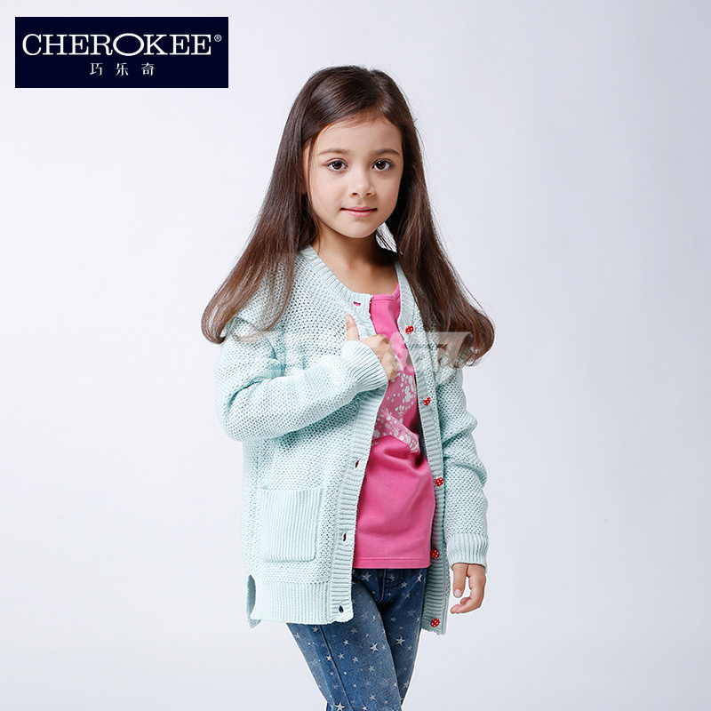 巧乐奇cherokee春款上新女童绣花针织开衫针织衫640111